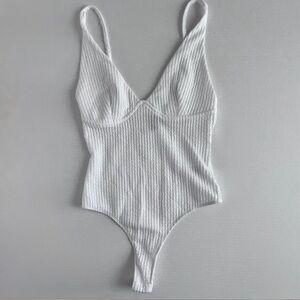 Wild Fable White Ribbed Bodysuit